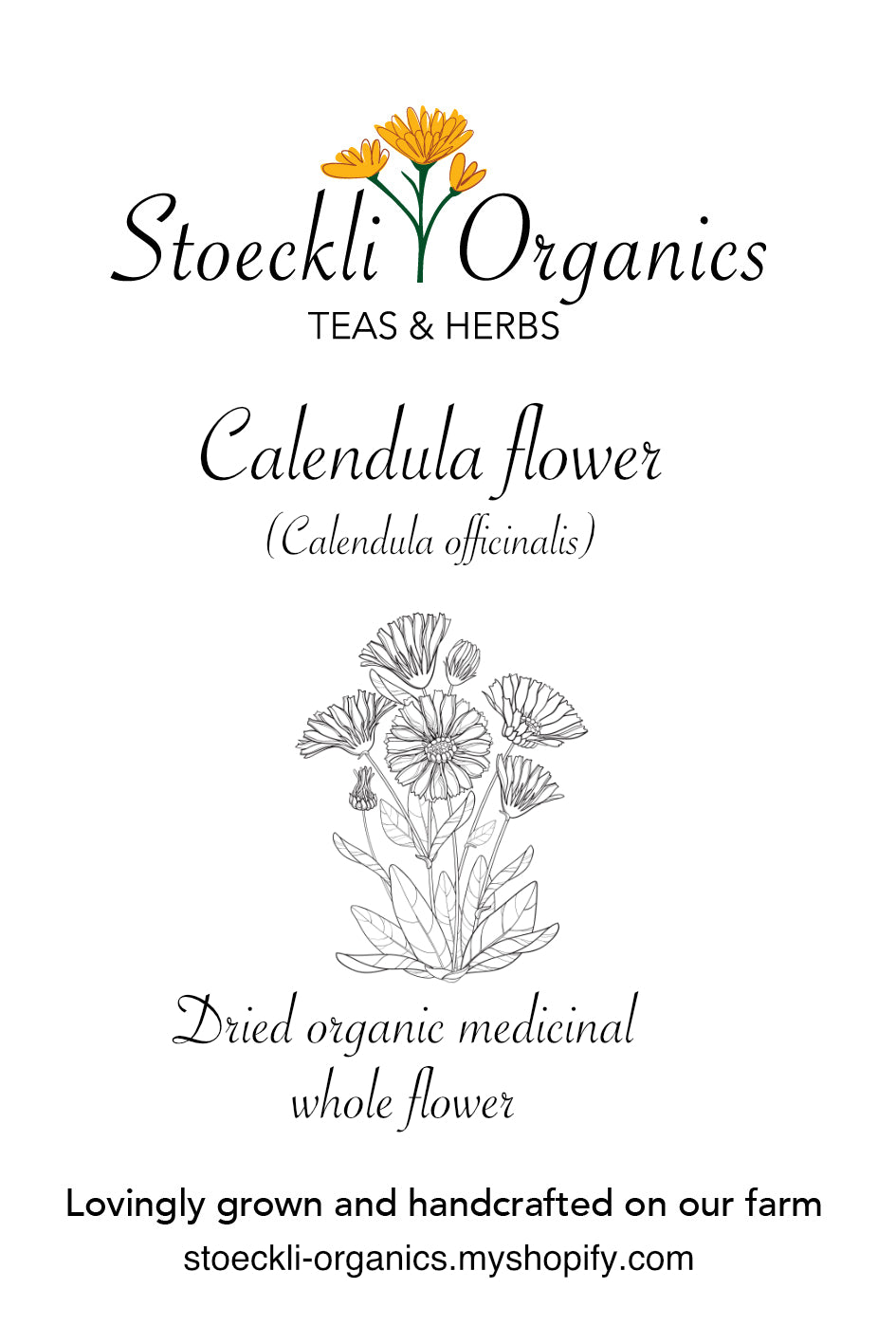 Organic Calendula Flowers, Whole